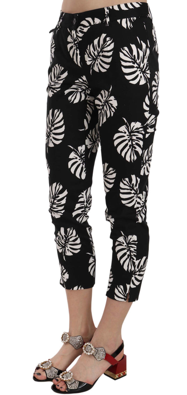 Dolce &amp; Gabbana Black Palm Leaf Print Skinny Pants