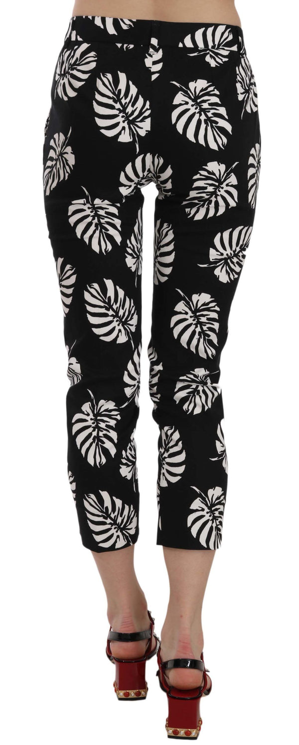 Dolce &amp; Gabbana Black Palm Leaf Print Skinny Pants