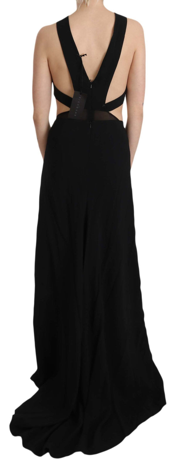 John Richmond Black Crystal Leather Gown Flare -mekko