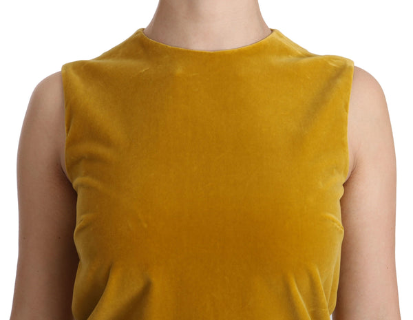 Dolce &amp; Gabbana Mustard Velvet Stretch Shift -minimekko