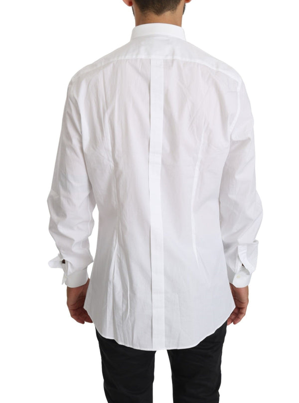 Dolce & Gabbana Elegant White Cotton Gold Fit Shirt