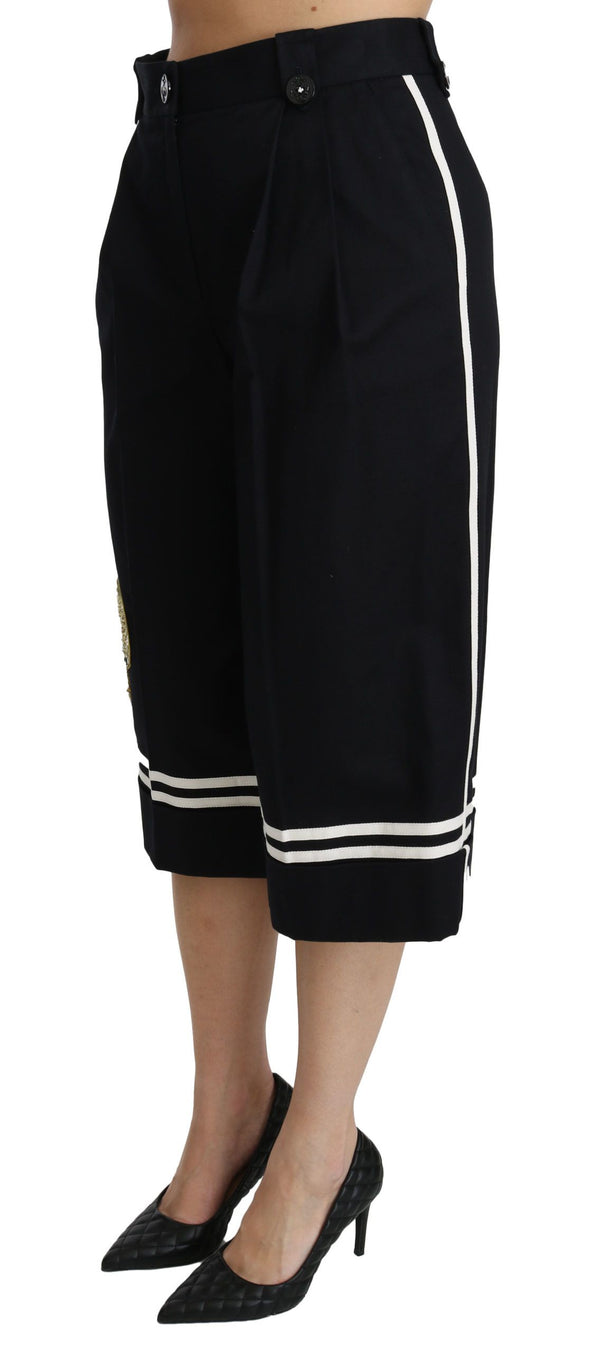 Dolce &amp; Gabbana Black Lemon koristellut Palazzo Cropped Pants