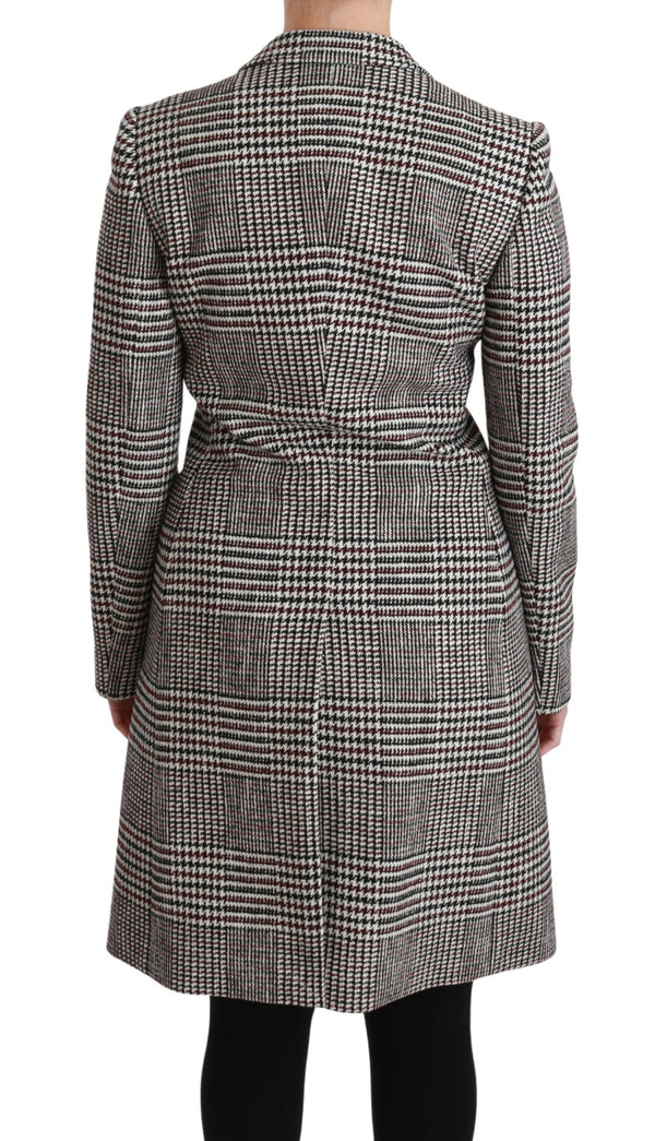 Dolce & Gabbana Elegant Multicolor Checked Knee-Length Jacket Coat