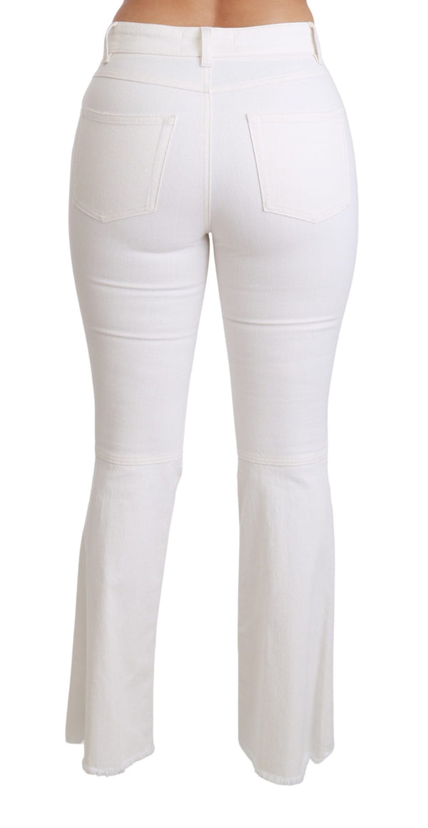 Dolce &amp; Gabbana White Heart Flared Stretch Cotton -housut