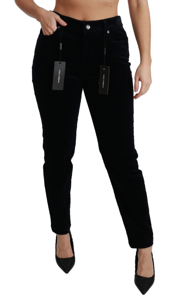 Dolce &amp; Gabbana Blue vakosametti Mid Waist Skinny Pants Farkut