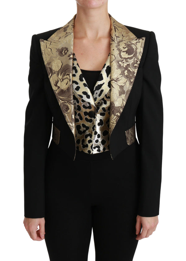 Dolce &amp; Gabbana Black Jacquard Vest Blazer Coat Villatakki