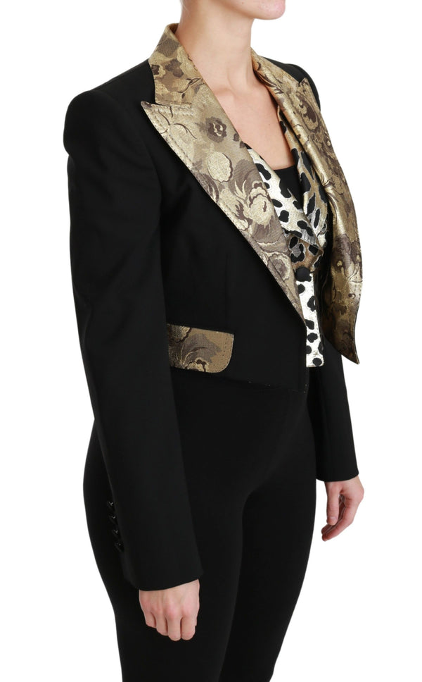 Dolce &amp; Gabbana Black Jacquard Vest Blazer Coat Villatakki