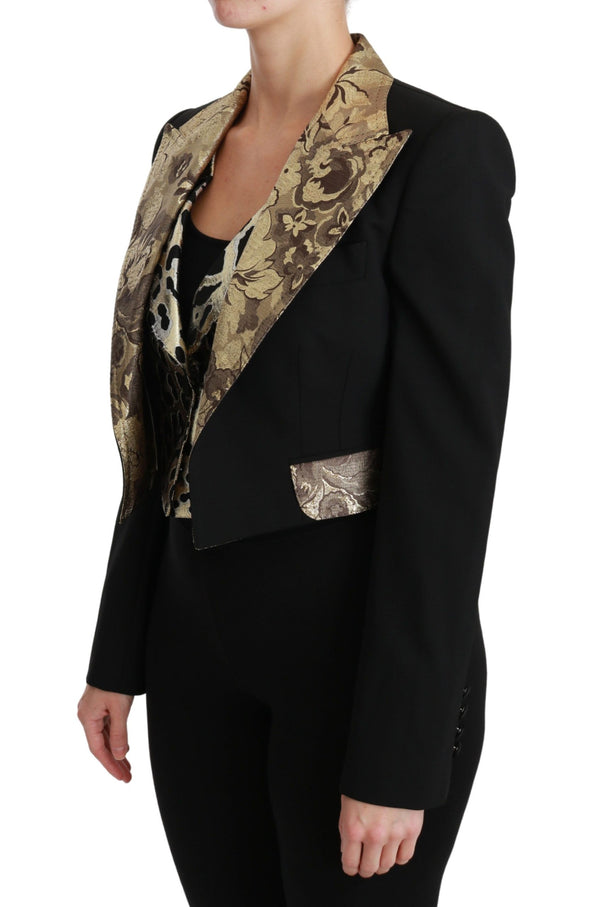 Dolce &amp; Gabbana Black Jacquard Vest Blazer Coat Villatakki