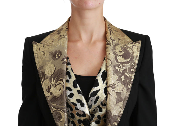 Dolce &amp; Gabbana Black Jacquard Vest Blazer Coat Villatakki