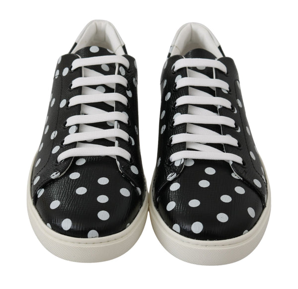 Dolce &amp; Gabbana mustat nahkaiset Polka Dots -lenkkarit