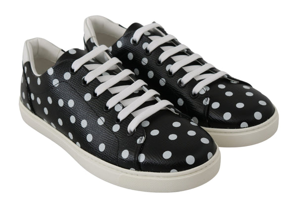 Dolce &amp; Gabbana mustat nahkaiset Polka Dots -lenkkarit