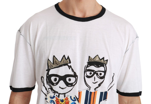 Dolce &amp; Gabbana White Men Print #dgfamily puuvillainen T-paita