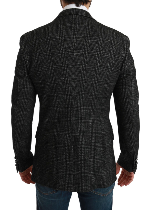 Dolce & Gabbana Elegant Gray Plaid Slim Fit Blazer