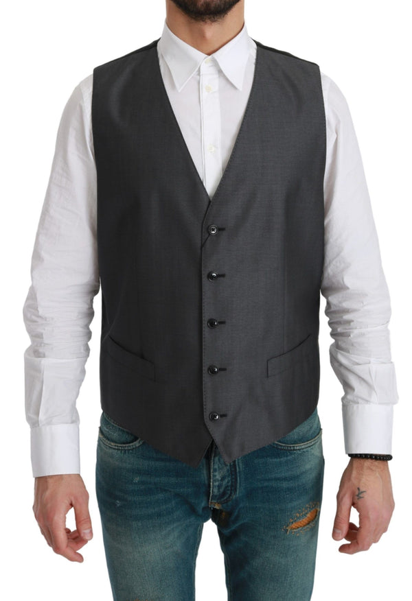 Dolce &amp; Gabbana Grey Waistcoat Formal Stretch -villaliivi