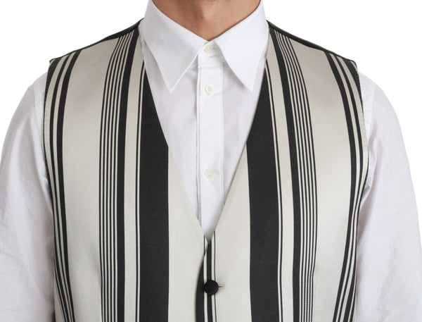 Dolce &amp; Gabbana White Black Stripes -liivi muodollinen liivi