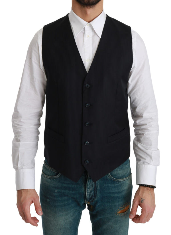 Dolce &amp; Gabbana Blue Waistcoat Formal Stretch -villaliivi