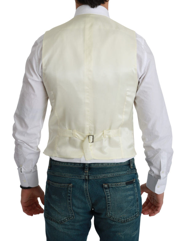 Dolce &amp; Gabbana White Waistcoat Muodollinen villaliivi