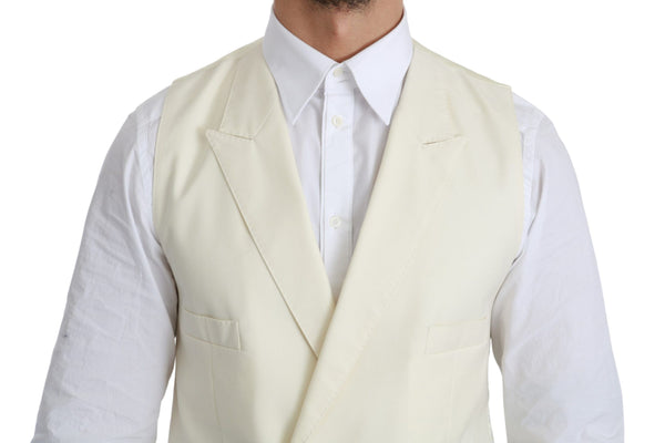 Dolce &amp; Gabbana White Waistcoat Muodollinen villaliivi