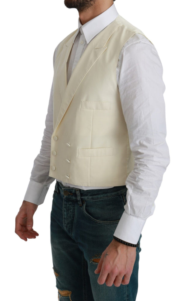 Dolce &amp; Gabbana White Waistcoat Muodollinen villaliivi