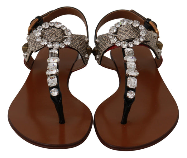 Dolce &amp; Gabbana Nahka Ayers Crystal Sandaalit Flip Flops -kengät