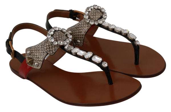 Dolce &amp; Gabbana Nahka Ayers Crystal Sandaalit Flip Flops -kengät