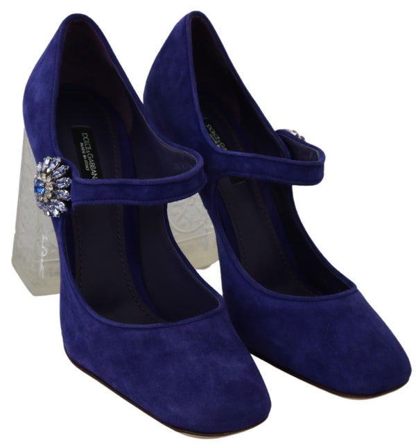 Dolce &amp; Gabbana Purple Suede Crystal Pumps Heels -kengät