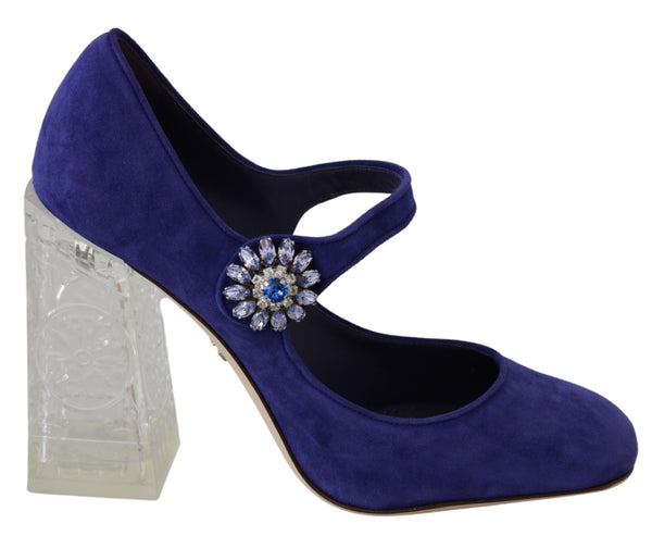 Dolce &amp; Gabbana Purple Suede Crystal Pumps Heels -kengät