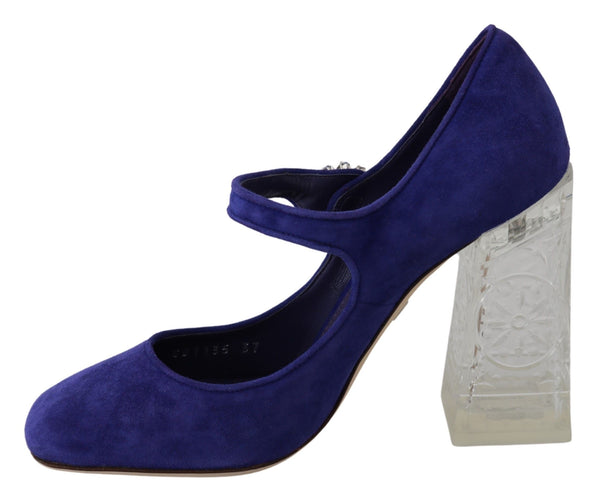 Dolce &amp; Gabbana Purple Suede Crystal Pumps Heels -kengät