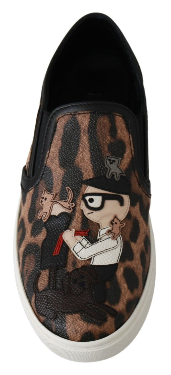 Dolce &amp; Gabbana Leather Leopard #dgfamily Loafers -kengät