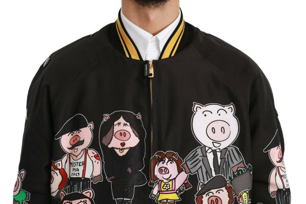 Dolce &amp; Gabbana musta YEAR OF THE PIG Bomber -takki