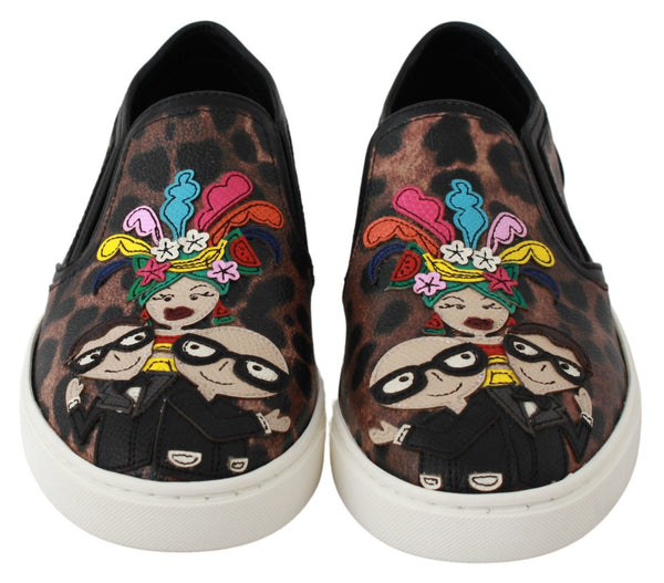 Dolce &amp; Gabbana Leather Leopard #dgfamily Loafers -kengät