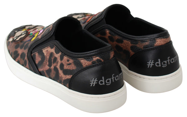 Dolce &amp; Gabbana Leather Leopard #dgfamily Loafers -kengät