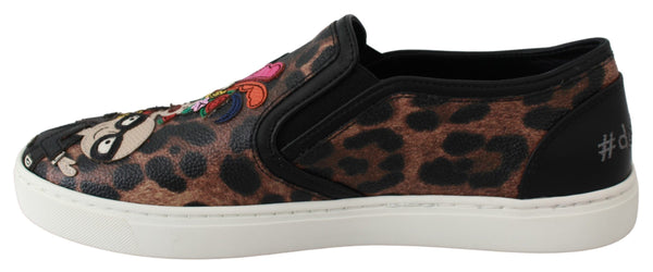 Dolce &amp; Gabbana Leather Leopard #dgfamily Loafers -kengät