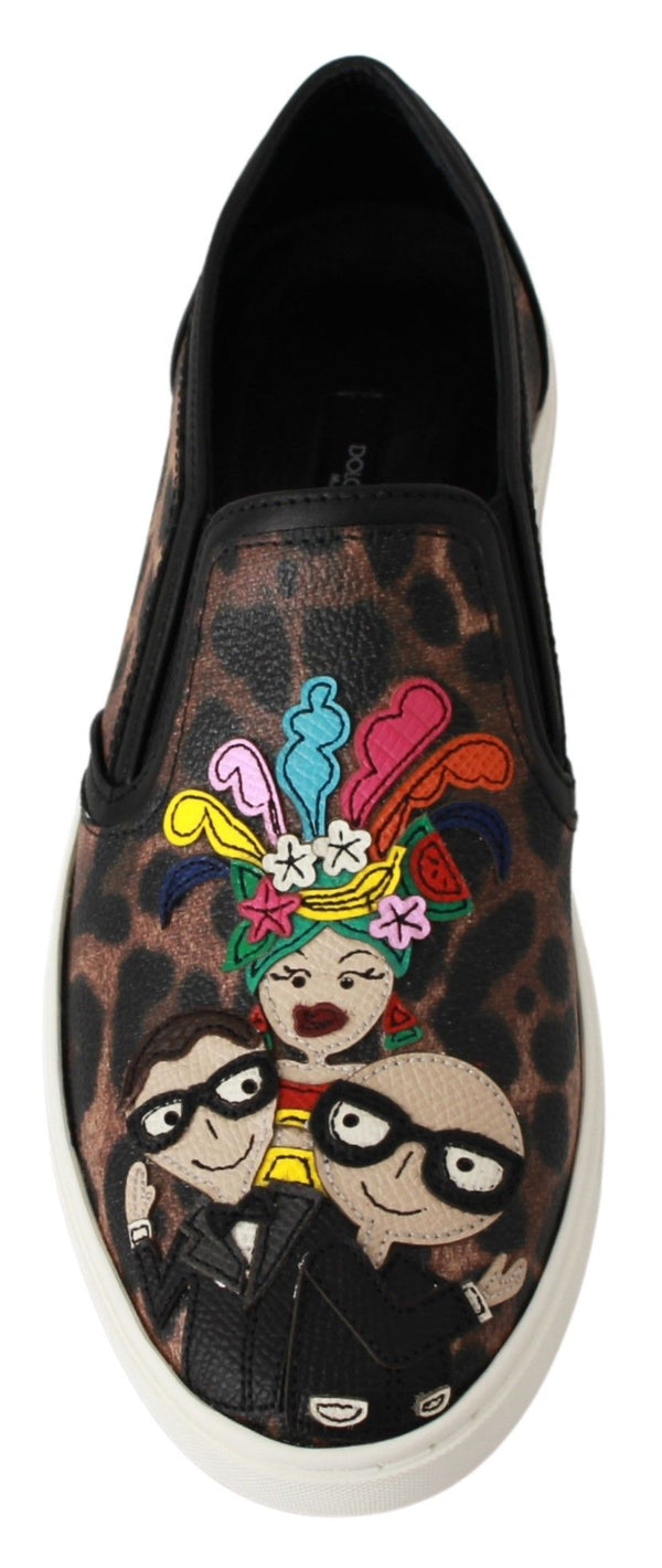 Dolce &amp; Gabbana Leather Leopard #dgfamily Loafers -kengät