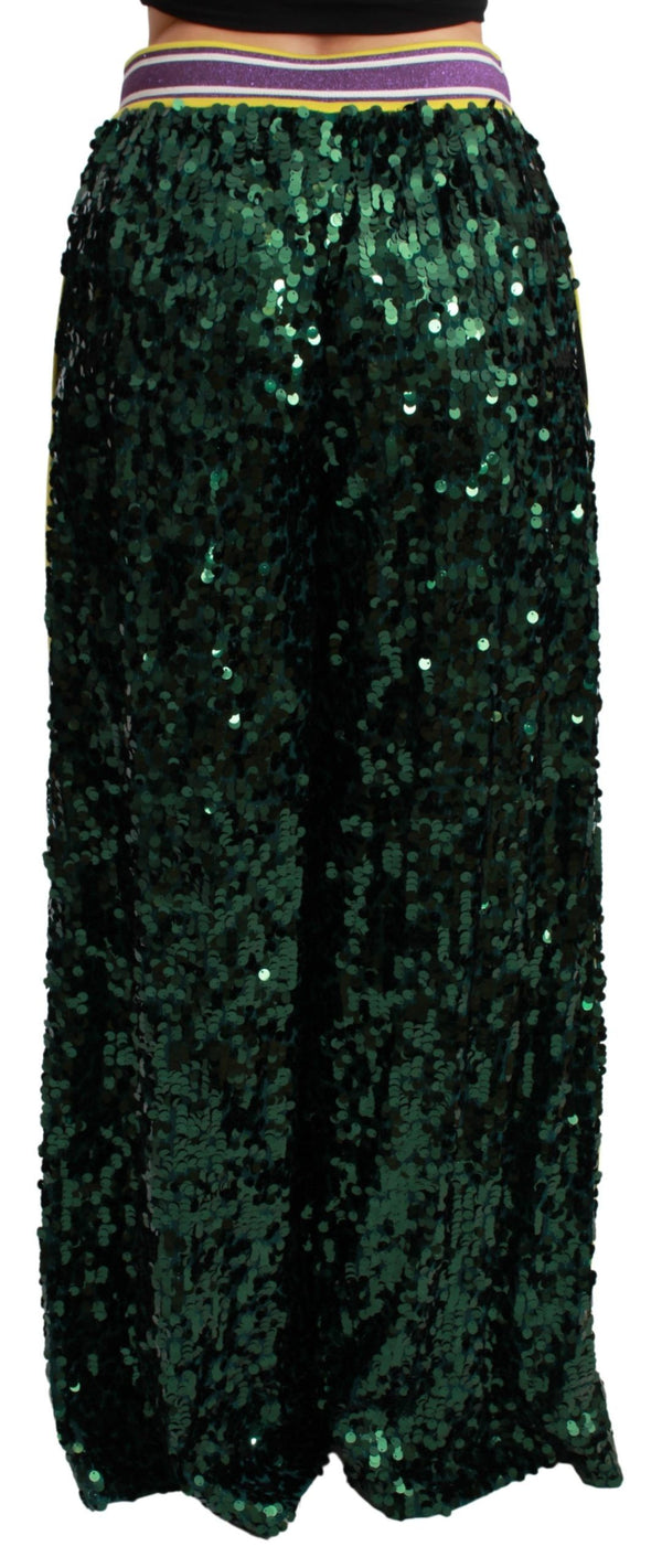 Dolce &amp; Gabbana Green Sequin Housut Queens Angel Pants