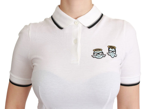 Dolce &amp; Gabbana White Cotton Polo #dgfamily T-paita