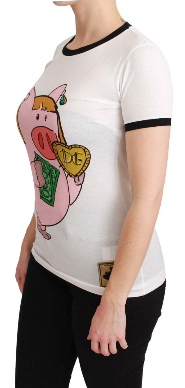 Dolce &amp; Gabbana Valkoinen YEAR OF THE PIG puuvillainen T-paita