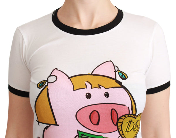 Dolce &amp; Gabbana Valkoinen YEAR OF THE PIG puuvillainen T-paita