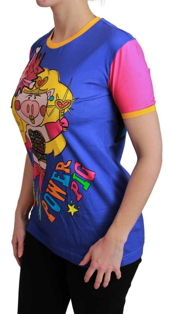 Dolce &amp; Gabbana Purple PIG SUPERGIRL Top Cotton T-paita