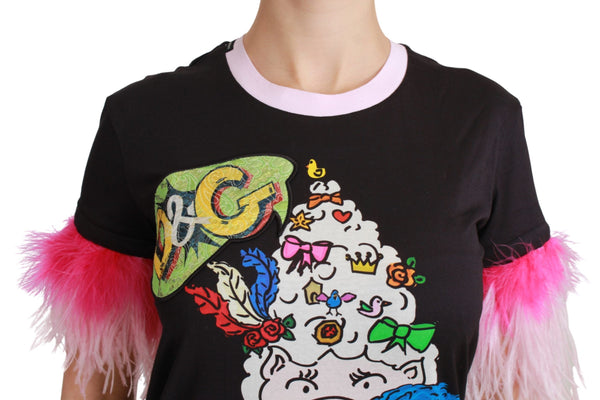 Dolce &amp; Gabbana musta YEAR OF THE PIG Top puuvillainen T-paita