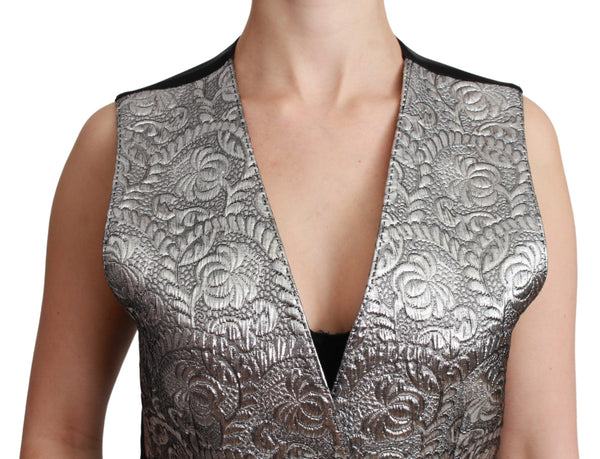 Dolce &amp; Gabbana Silver Brocade -hihaton metallinen toppi