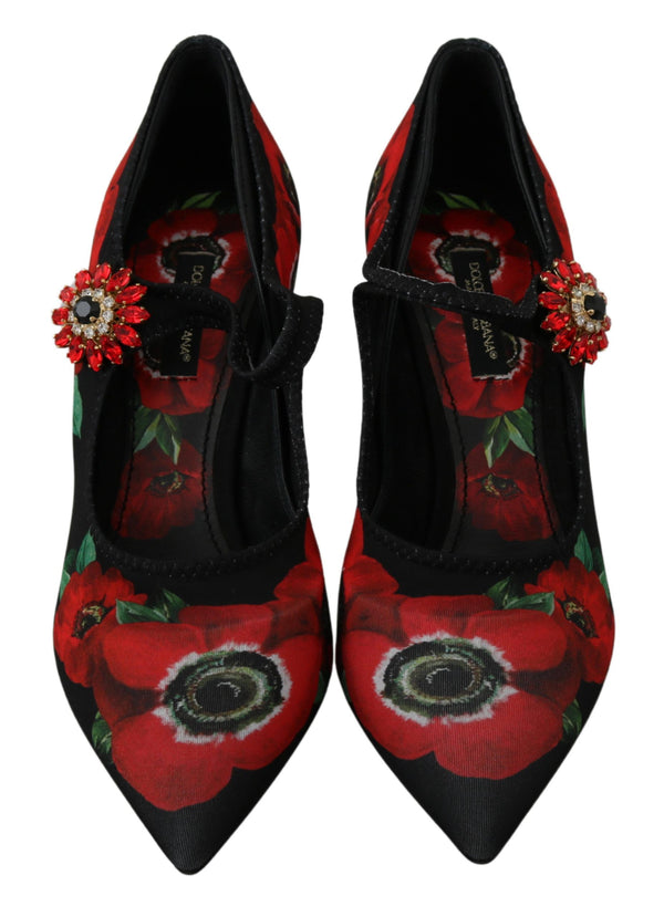 Dolce &amp; Gabbana mustat punaiset kukkaiset Mary Janes Pumps -kengät