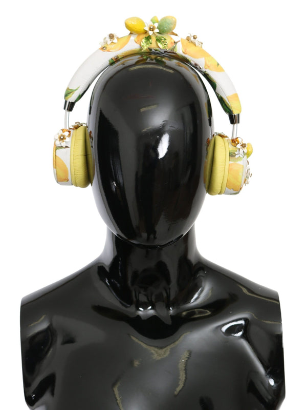 Dolce & Gabbana Glamorous Gold-Embellished Leather Headphones