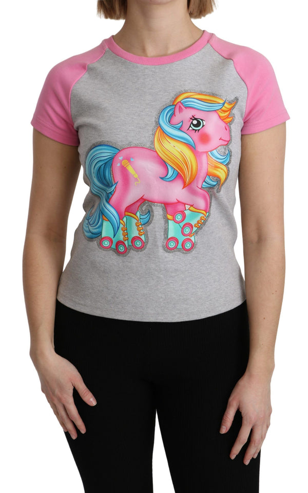 Moschino Harmaa ja pinkki puuvillainen T-paita My Little Pony Top