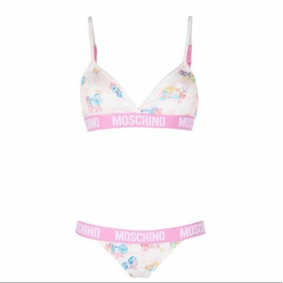 Moschino White My Little Pony -rintaliivit, kaksiosaiset bikinit