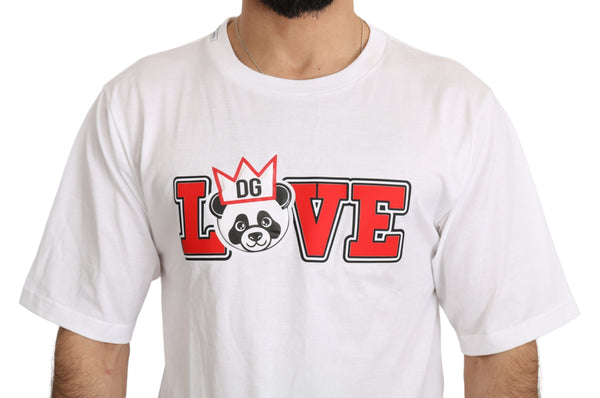 Dolce &amp; Gabbana White Love Panda Print Top T-paita