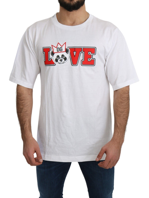 Dolce &amp; Gabbana White Love Panda Print Top T-paita