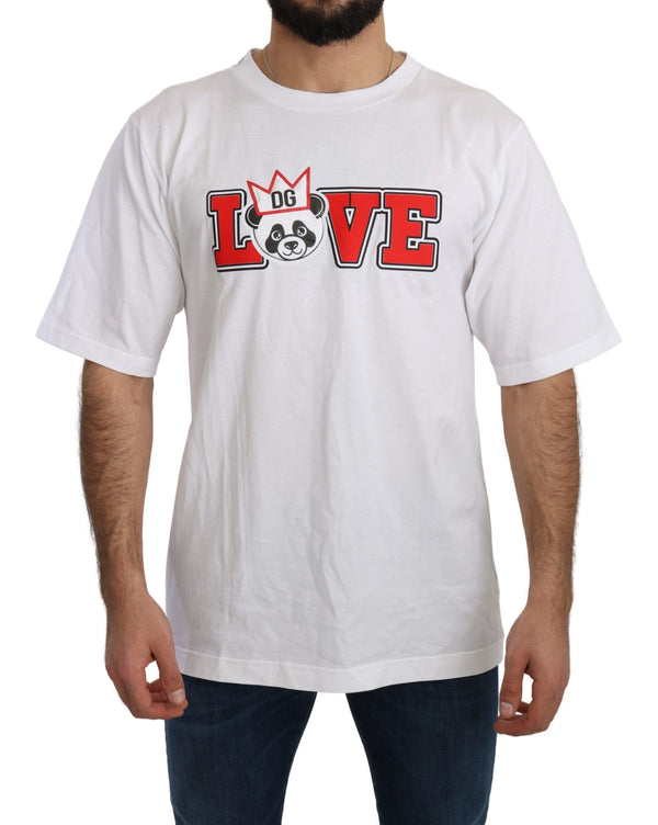 Dolce &amp; Gabbana White Love Panda Print Top T-paita