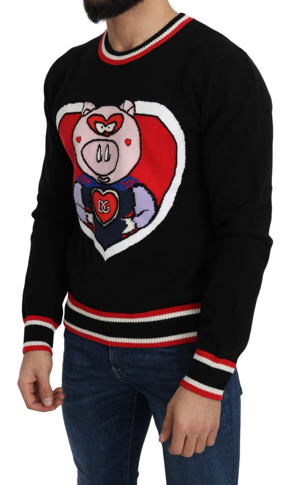 Dolce &amp; Gabbana Black Cashmere Pig of the Year -pusero