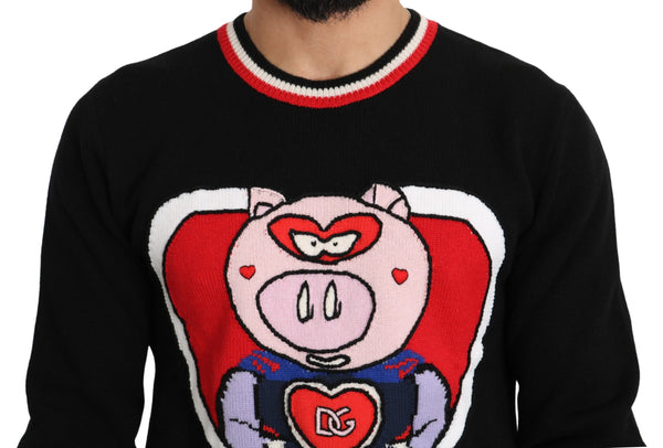 Dolce &amp; Gabbana Black Cashmere Pig of the Year -pusero